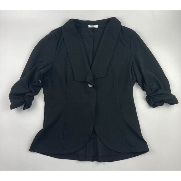 Beyove Women's L Black One Button Blazer with Gathered Sleeves - Picture 1 of 3